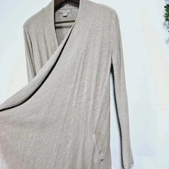 Barefoot dreams tan super soft open front waterfall sweater l/xl - Picture 2 of 10